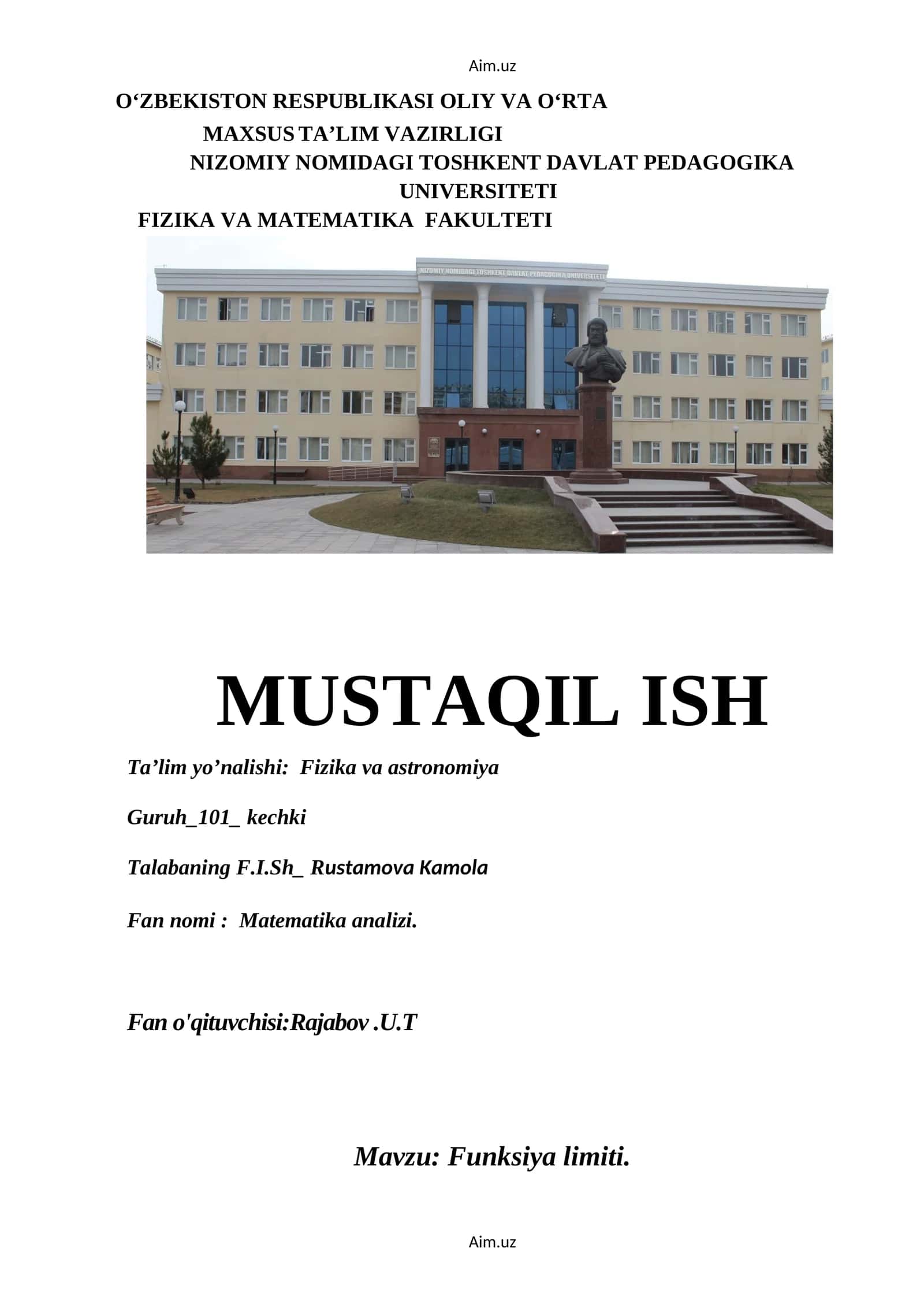 Funksiya limiti