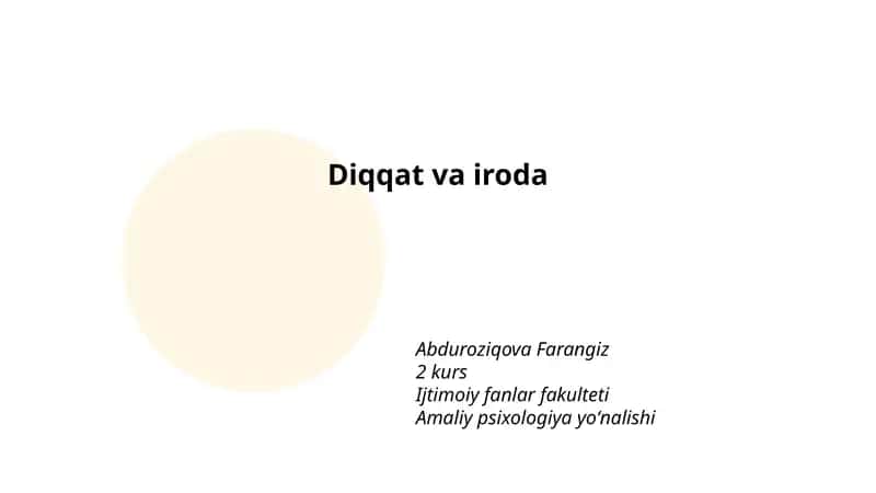 Diqqat va Iroda