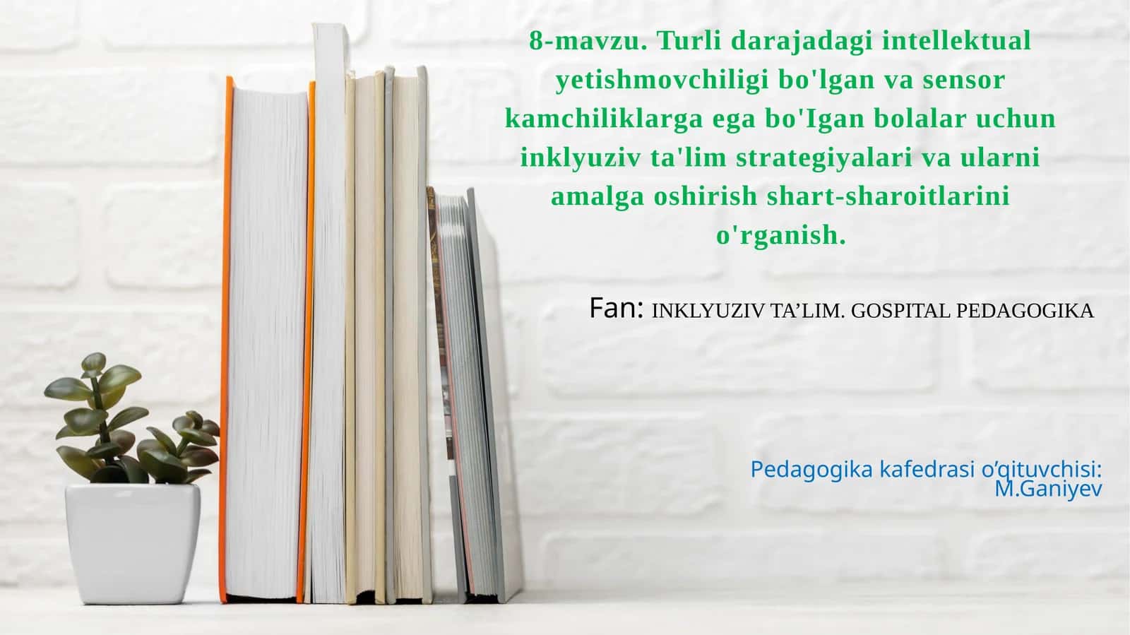 Turli darajadagi intellektual yetishmovchiligi bo'lgan va sensor kamchiliklarga ega bo'Igan bolalar uchun inklyuziv ta'lim strategiyalari va ularni amalga oshirish shart-sharoitlari