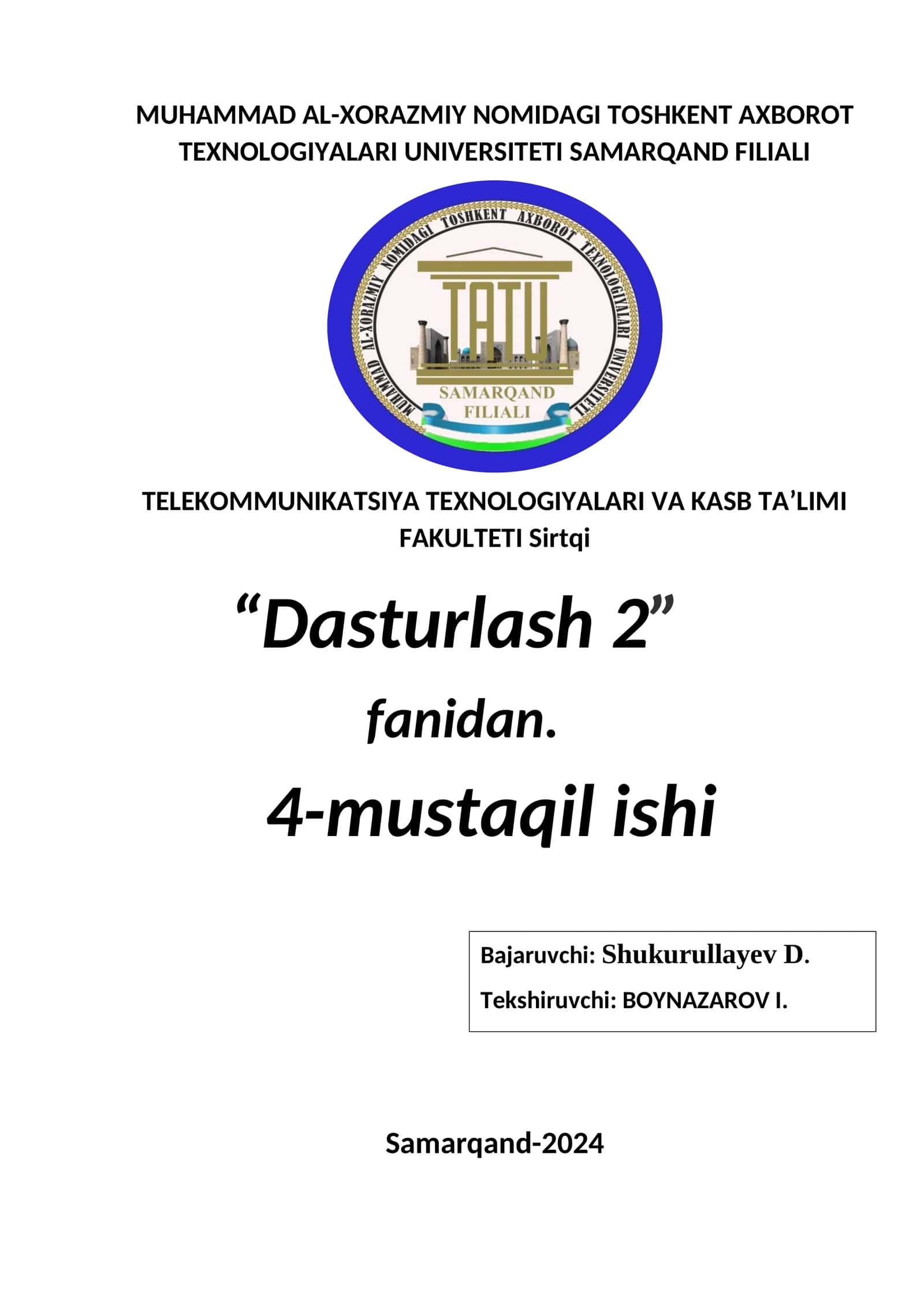 Dasturlash 2
