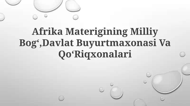 Afrika Materigining Milliy Bogʻlari