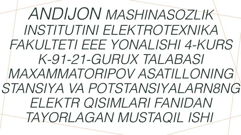 Podstansiyalarning elektr sxemalari