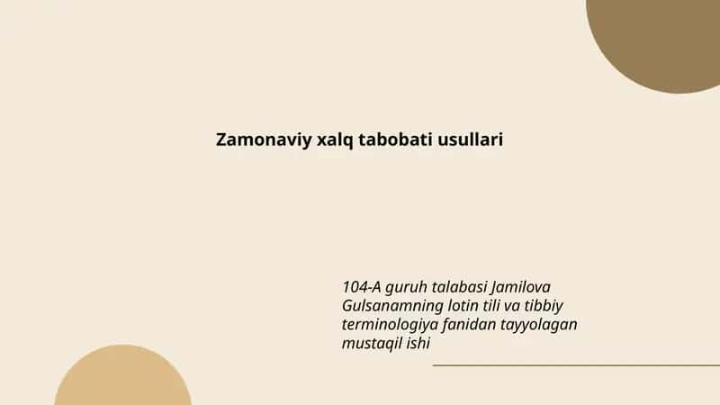 Zamonaviy xalq tabobati usullari