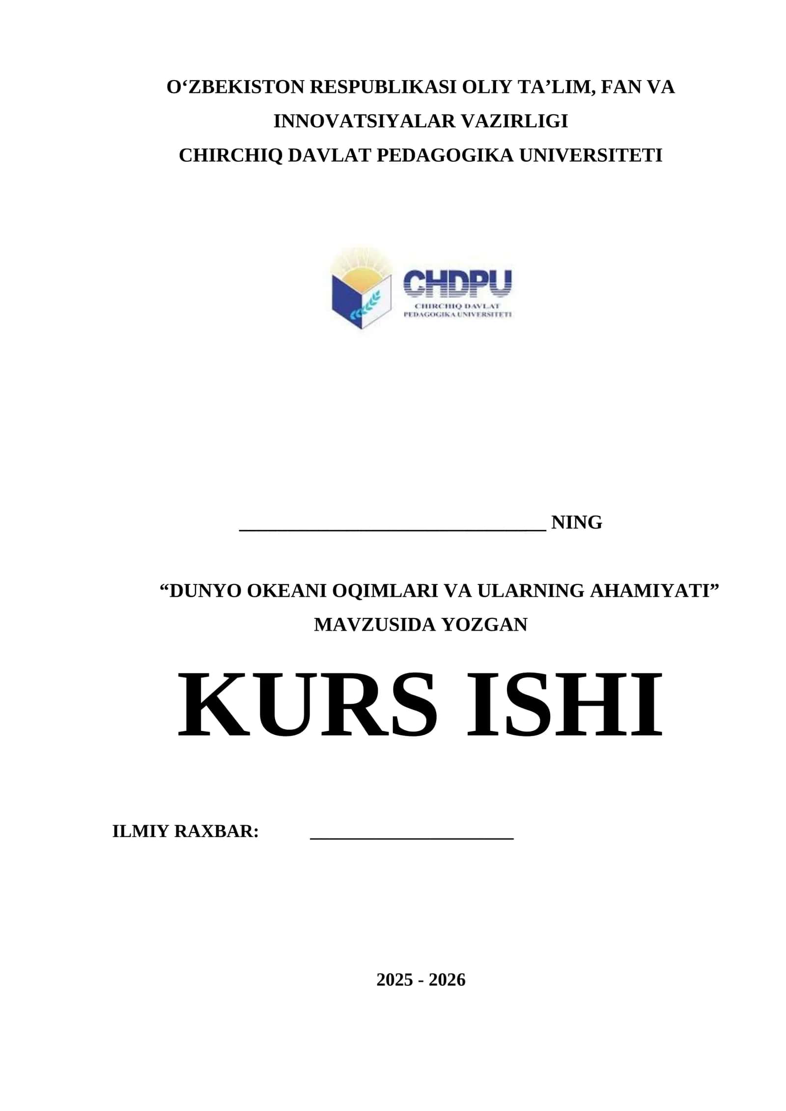 DUNYO OKEANI OQIMLARI VA ULARNING AHAMIYATI