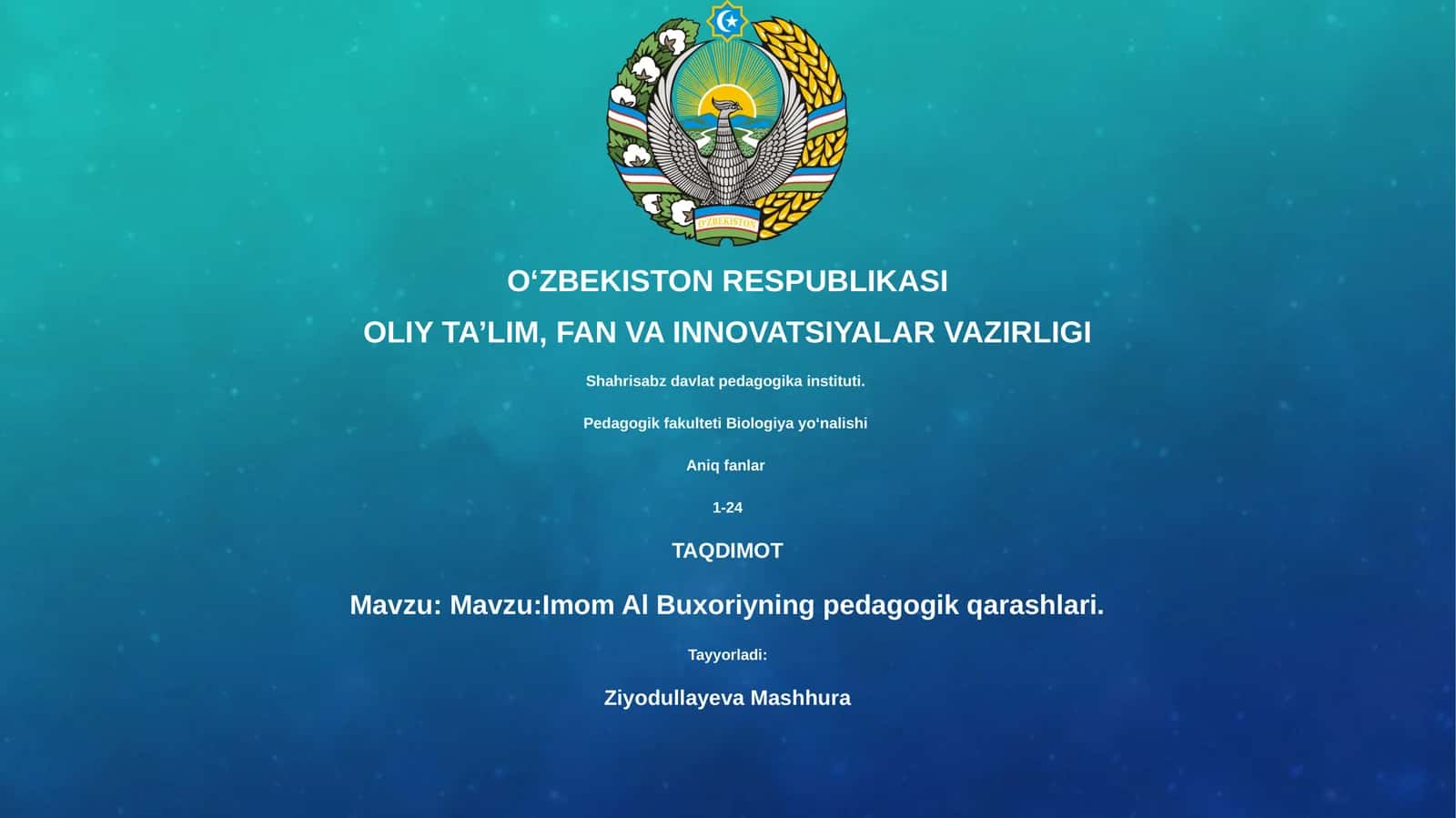 Imom Al Buxoriyning pedagogik qarashlari