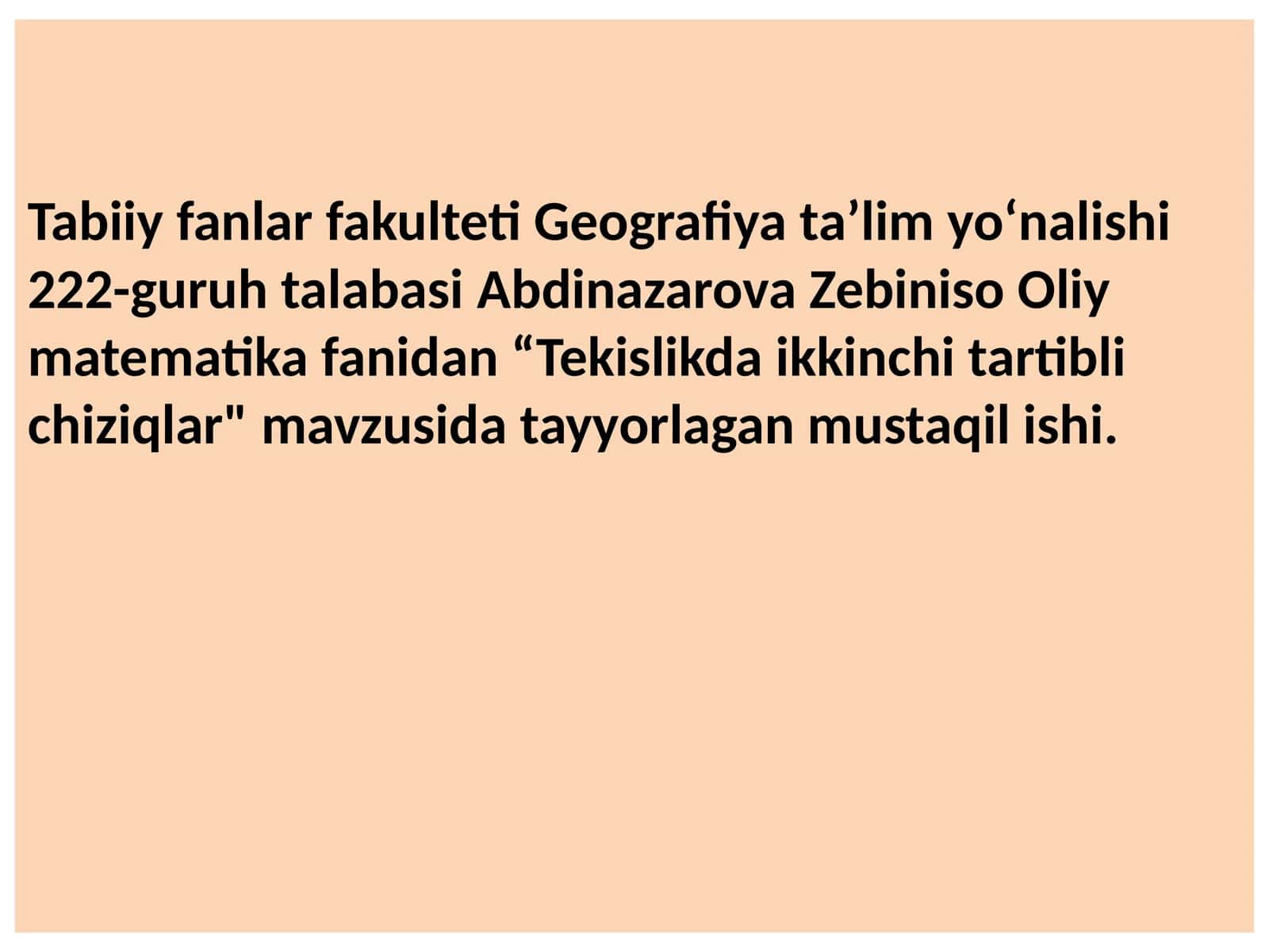 Tekislikda ikkinchi tartibli chiziqlar