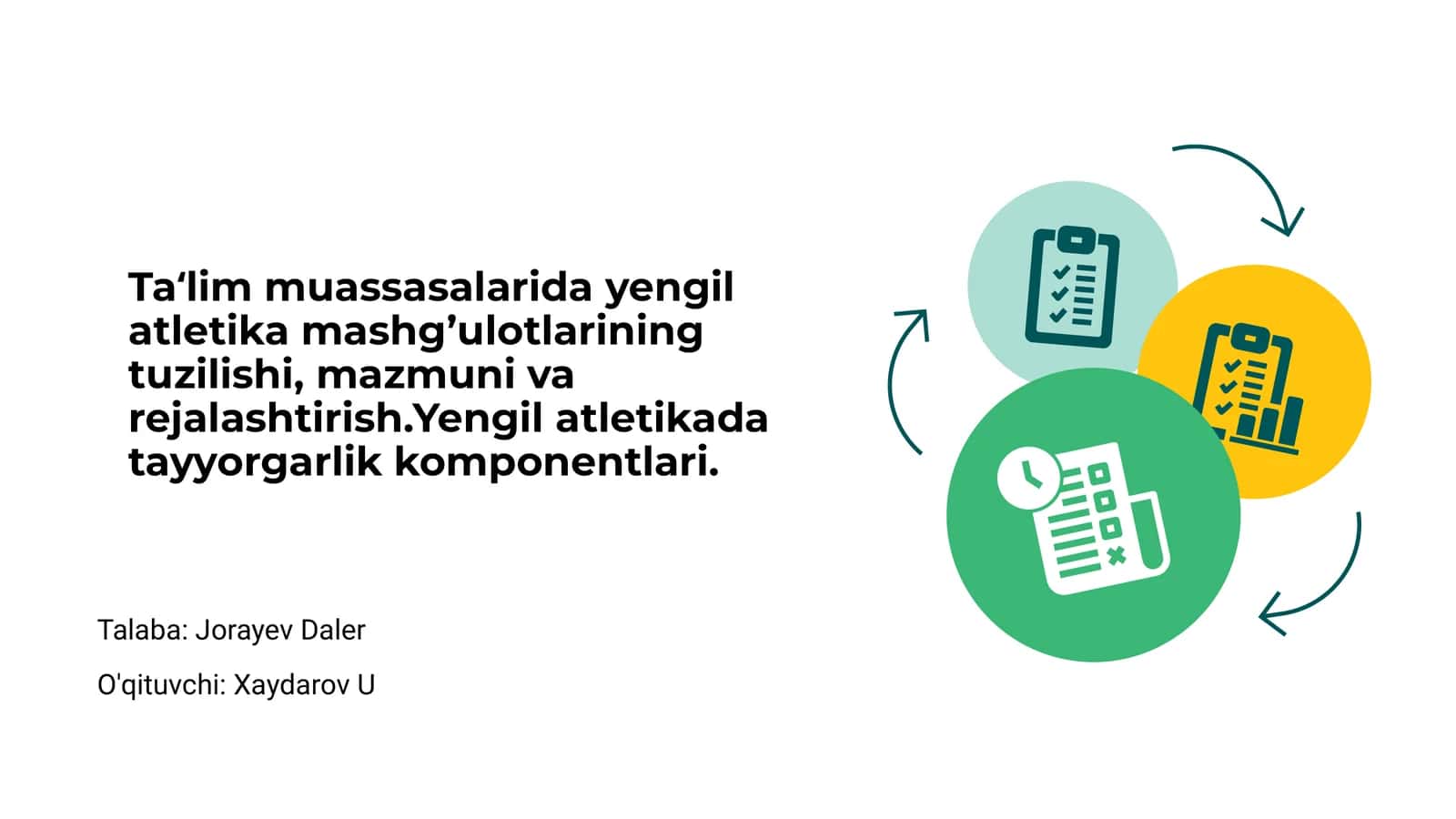 Yengil atletikada tayyorgarlik komponentlari
