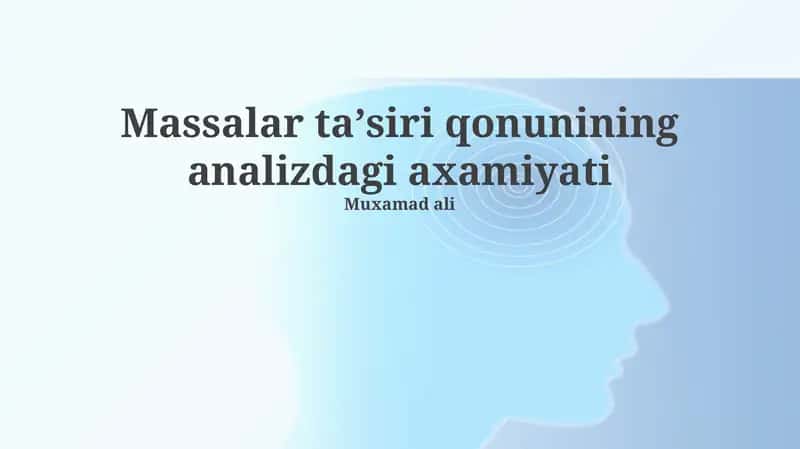 Ommaviy Ta'sir Qonunining Zamonaviy Kimyoviy Tahlillarga Ta'siri
