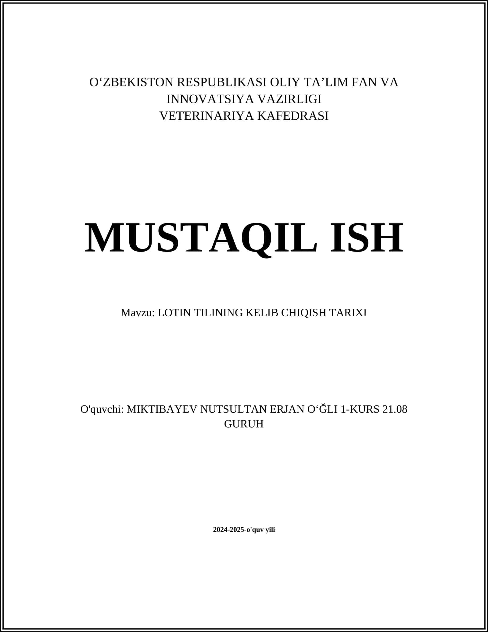 LOTIN TILINING KELIB CHIQISH TARIXI