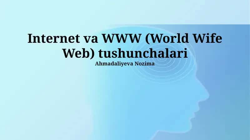 Internet va WWW (World Wife Web) tushunchalari
