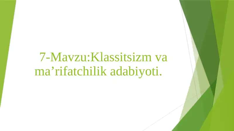 Klassitsizm va ma'rifatchilik adabiyoti