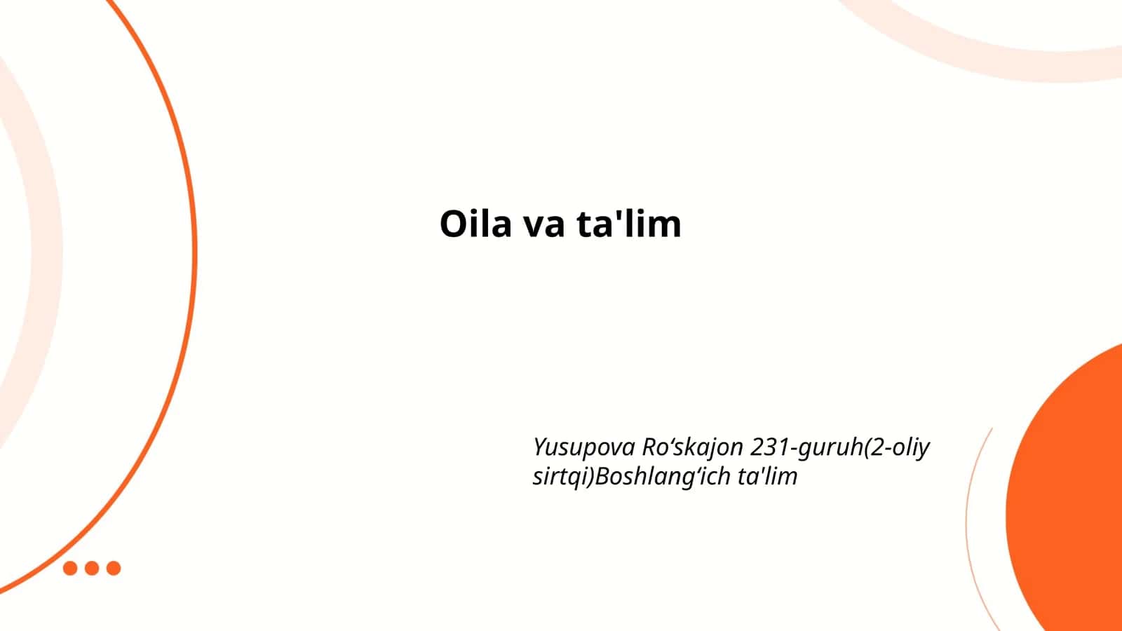 Oila va ta'lim
