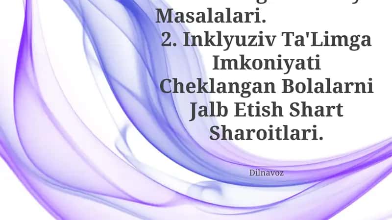 Inklyuziv Ta'limning Umumiy Masalalari