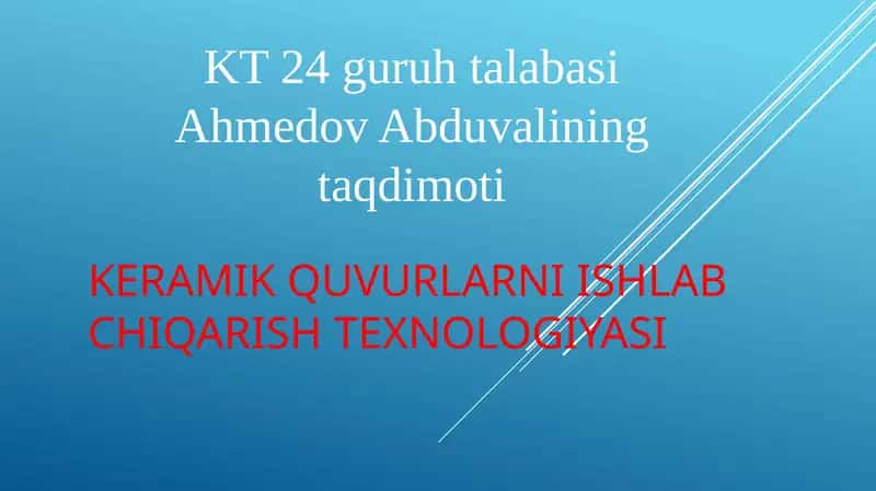 keramik quvurlarni ishlab chiqarish texnologiyasi