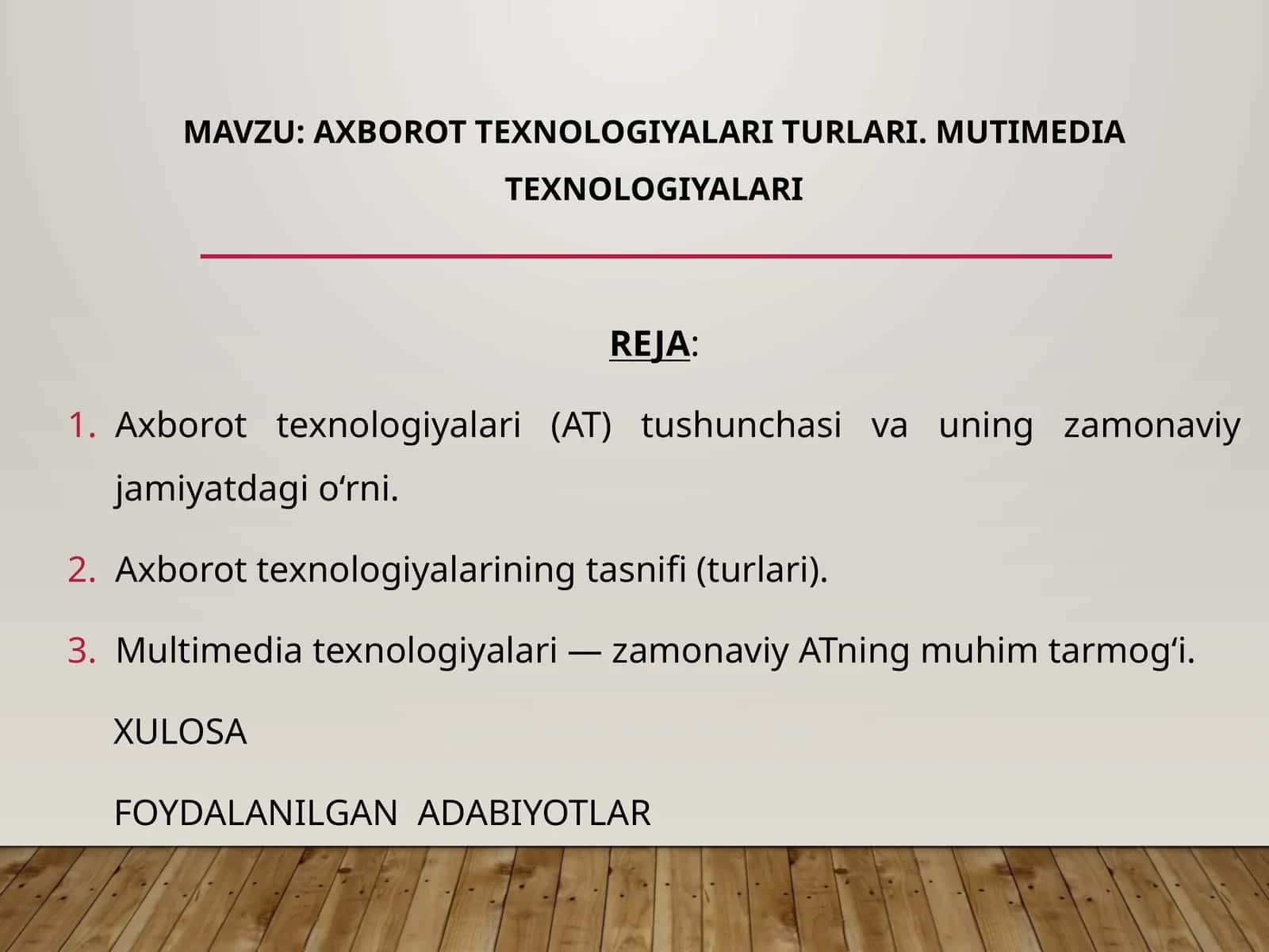 Axborot texnologiyalari turlari. Mutimedia texnologiyalari