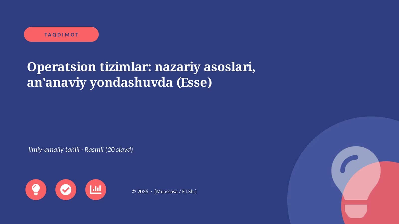 Operatsion tizimlar: nazariy asoslari, an'anaviy yondashuvda (Esse)