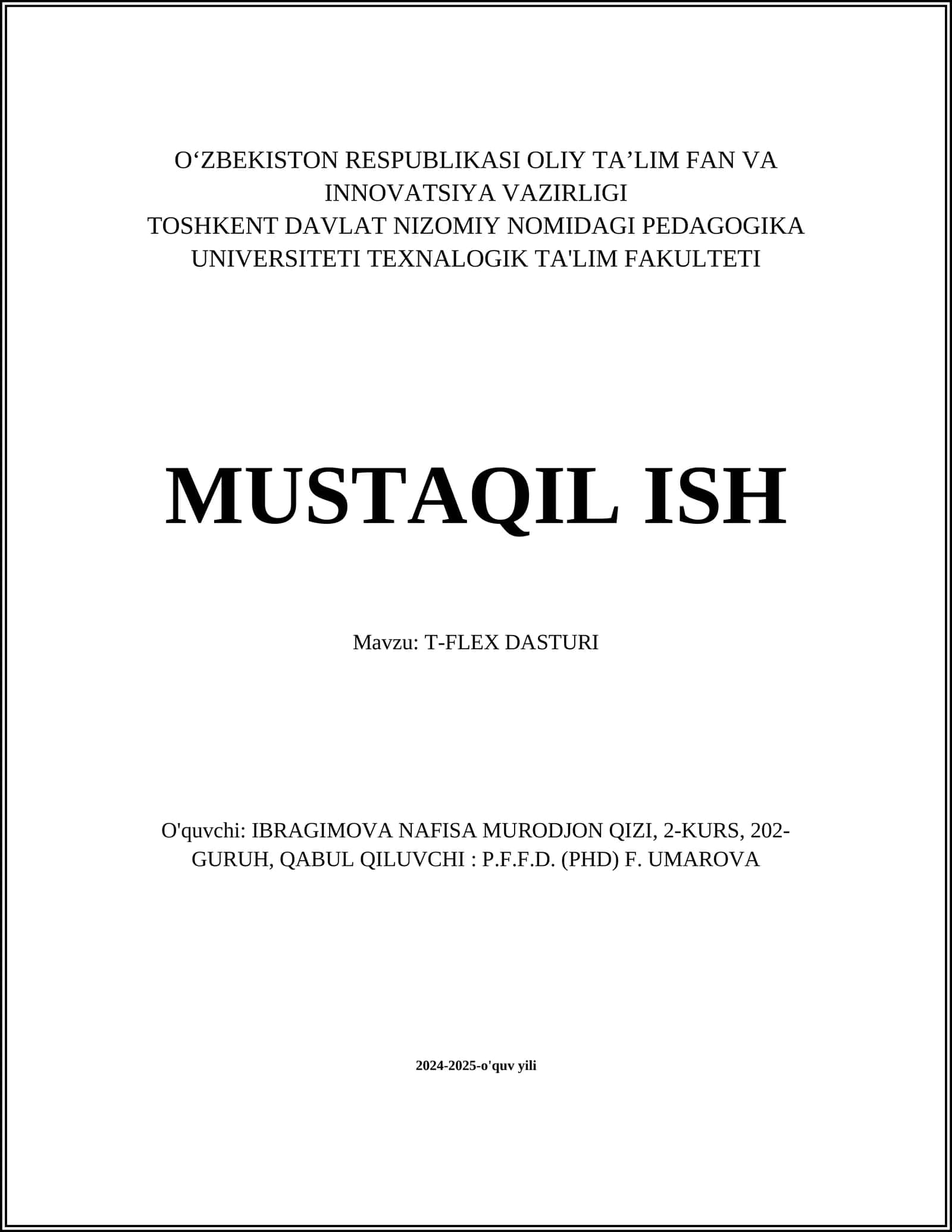 T-FLEX DASTURI