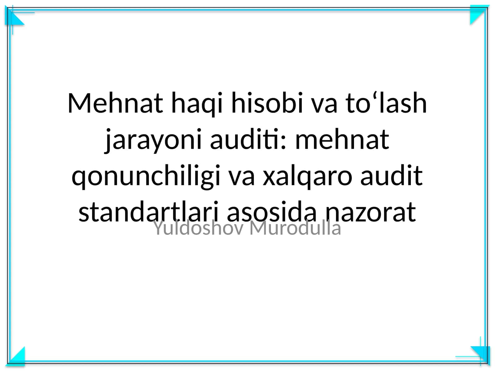 Mehnat haqi hisobi va toʻlash jarayoni auditi