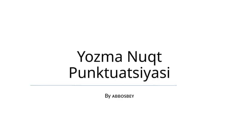 Yozma Nuqt Punktuatsiyasi