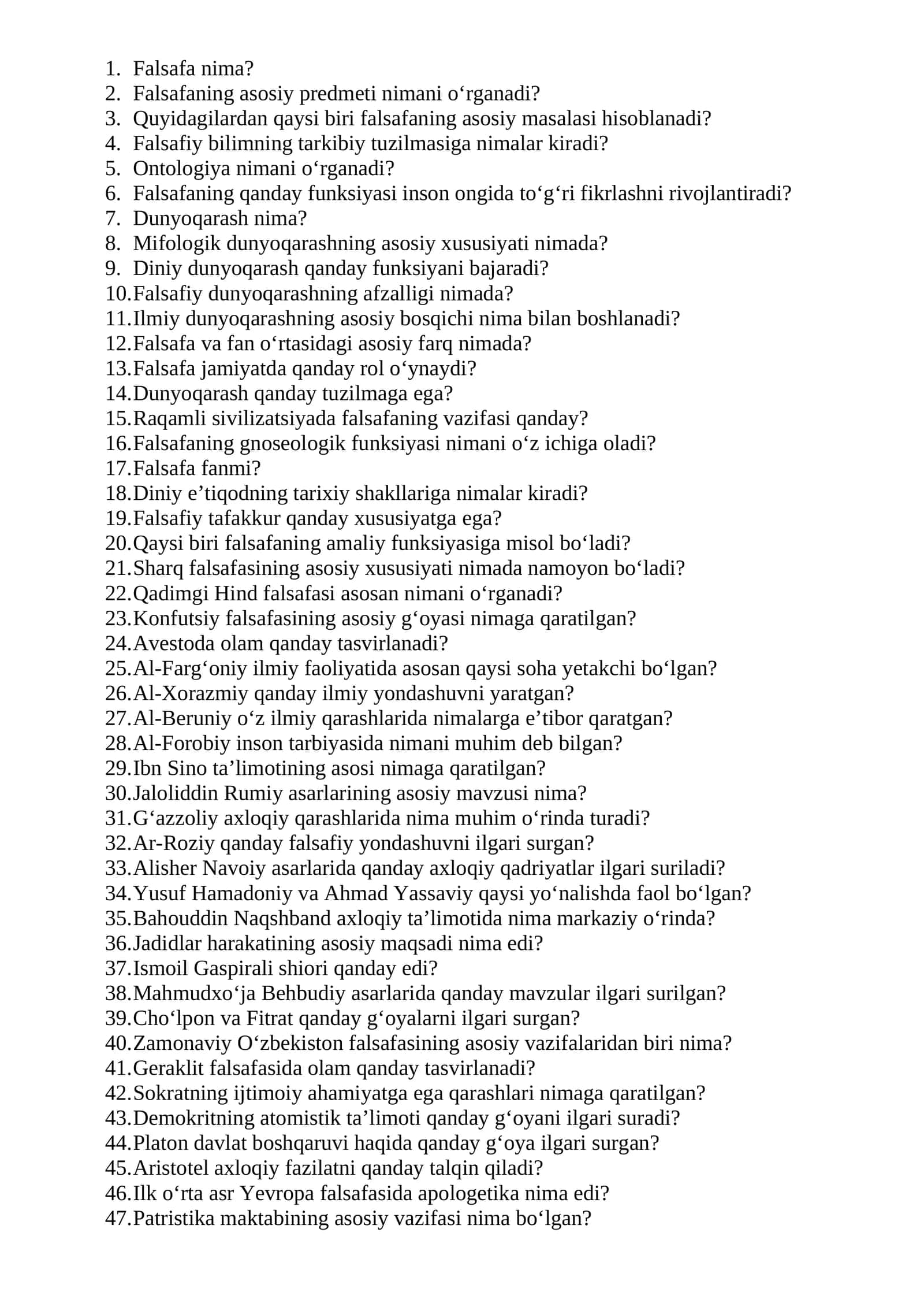 Falsafiy dunyoqarashning afzalligi
