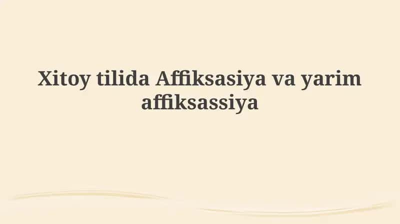 Xitoy tilida affiksatsiya va yarim affiksatsiya: umumiy ko'rinish
