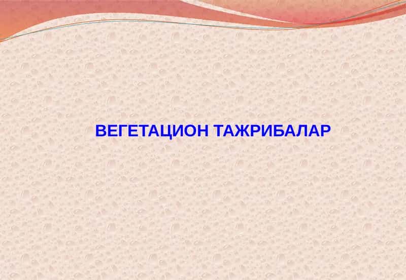 Вегетацион тажрибалар