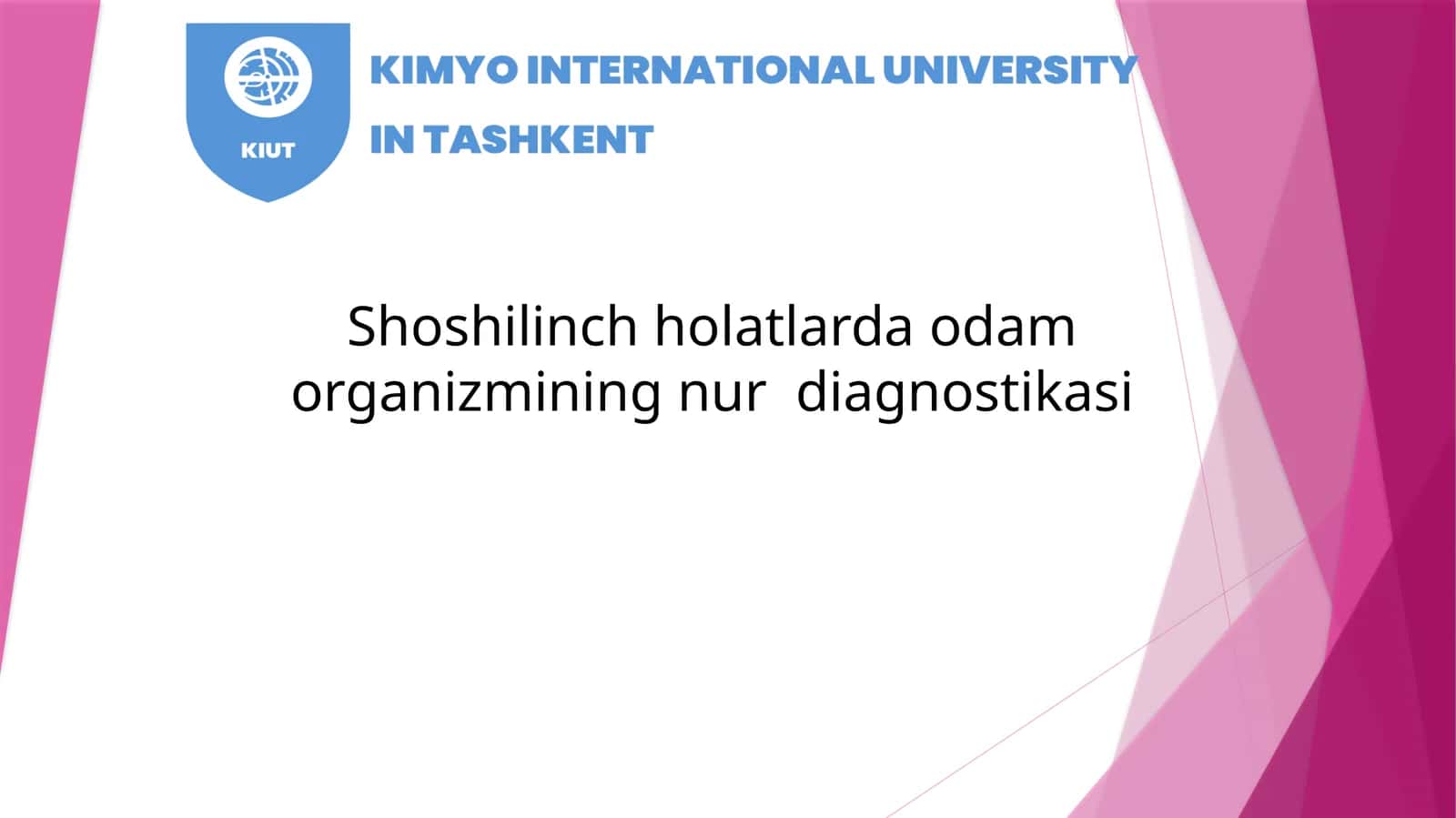 Shoshilinch holatlarda odam organizmining nur diagnostikasi