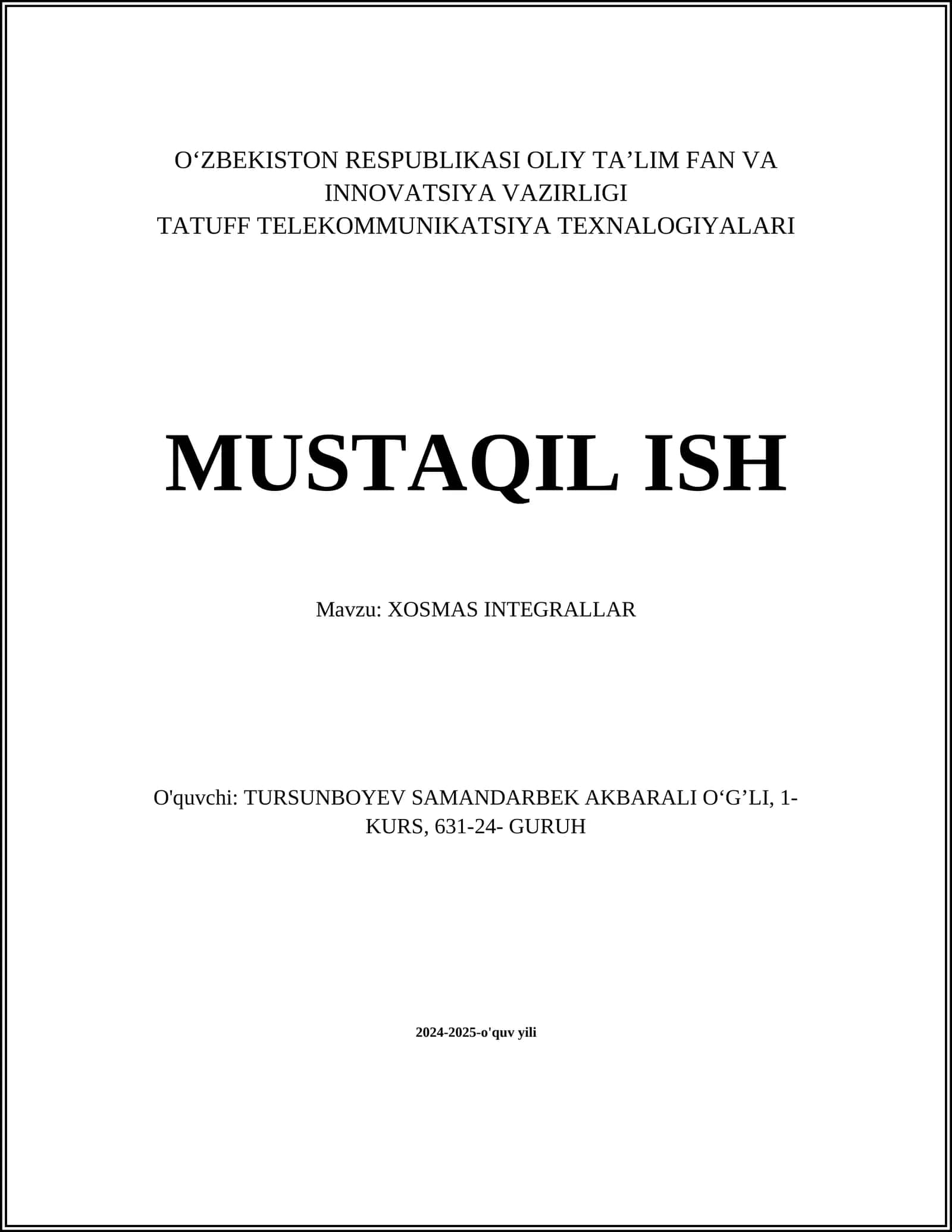 Xosmas integrallar