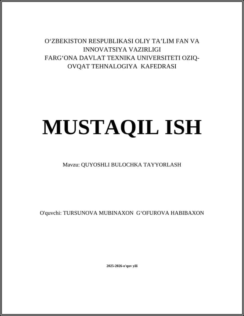 QUYOSHLI BULOCHKA
