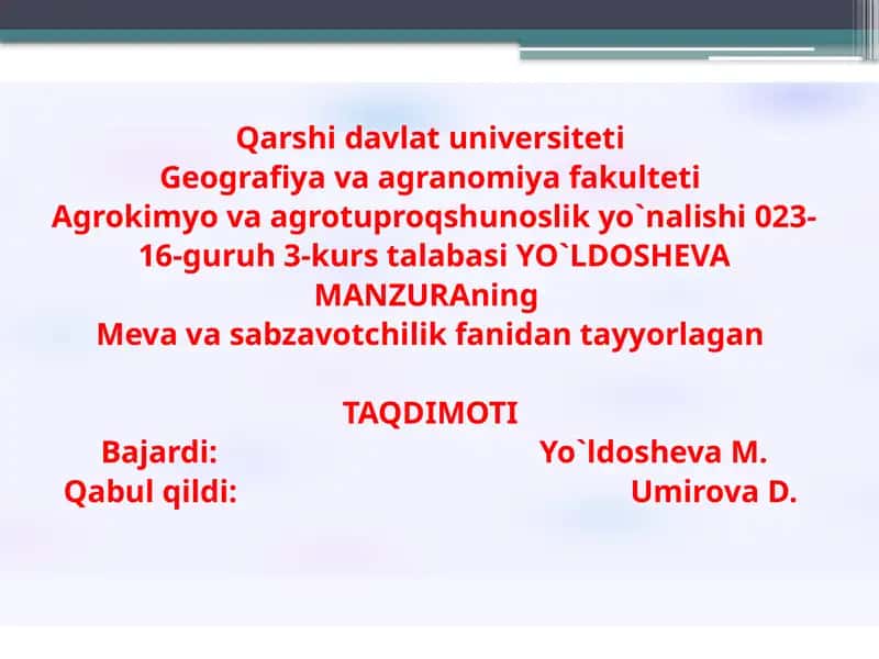 HIMOYALANGAN YERLAR TURLARI TAVSIFI