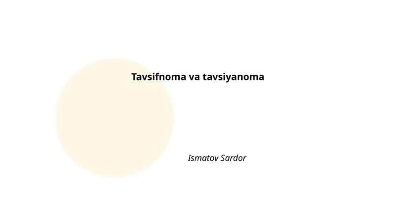 Tavsifnoma va tavsiyanoma