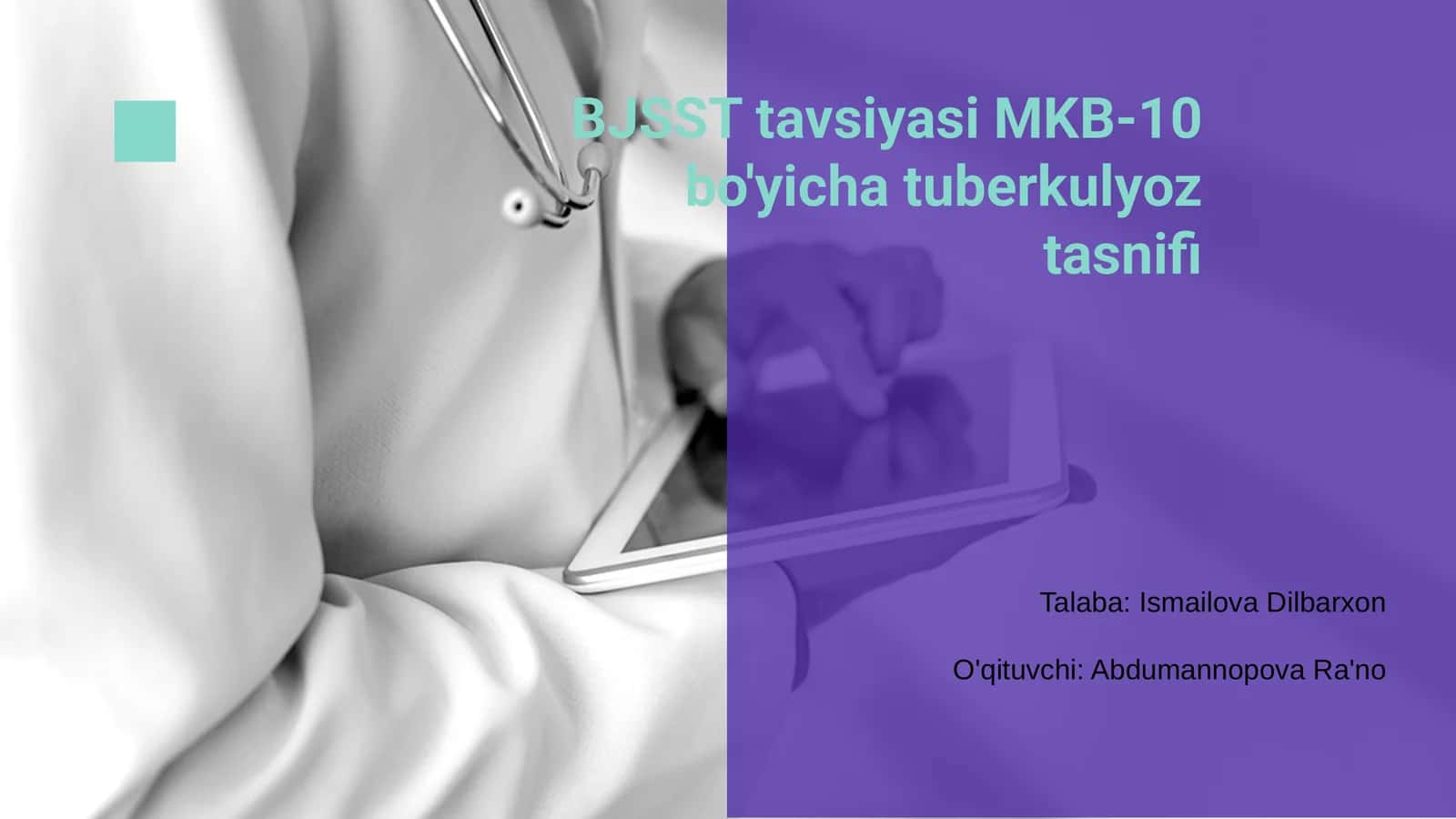 BJSST tavsiyasi MKB-10 bo'yicha tuberkulyoz tasnifi