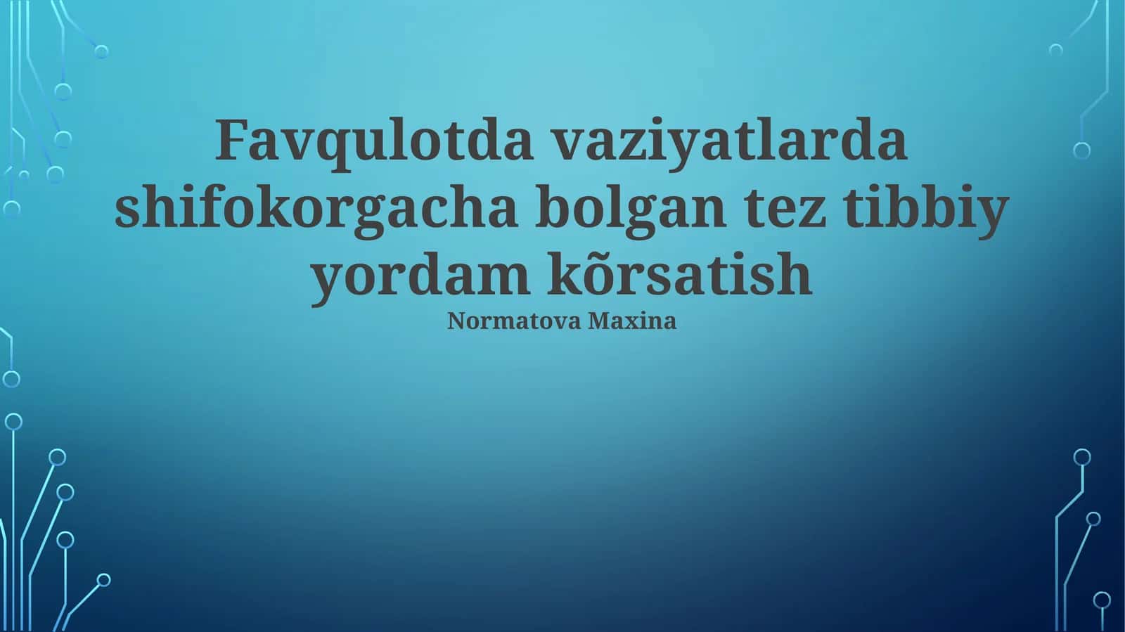 Favqulotda vaziyatlarda shifokorgacha bolgan tez tibbiy yordam kõrsatish