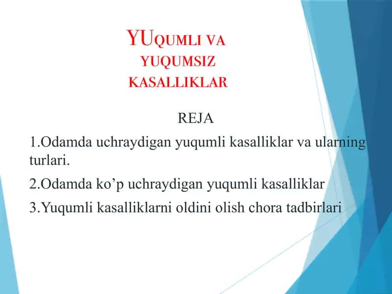 Yuqumli kasallik VA YUQUMSIZ KASALLIKlar