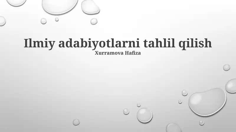 Ilmiy adabiyotlarni tahlil qilish