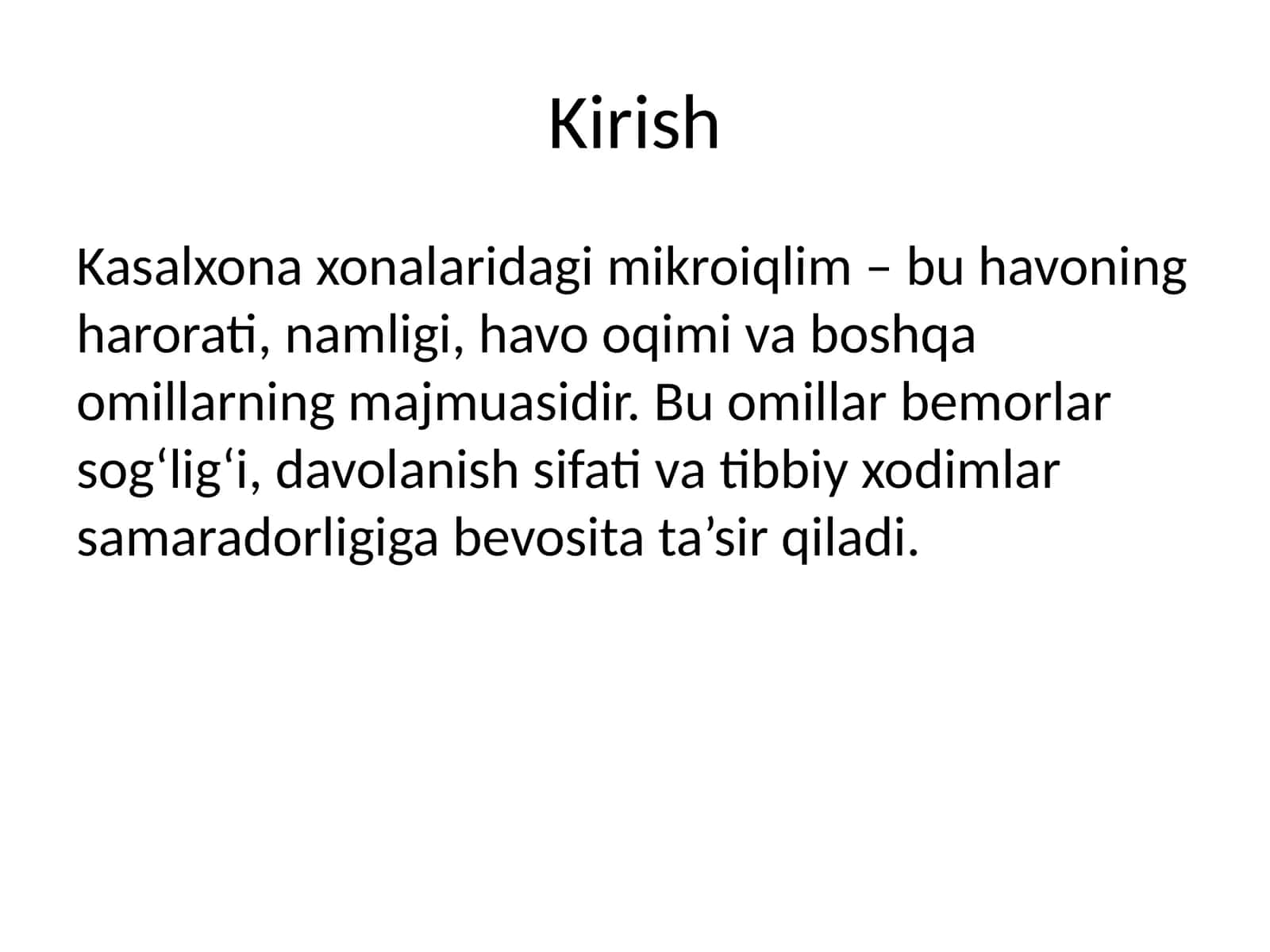 Mikroiqlimning asosiy omillari