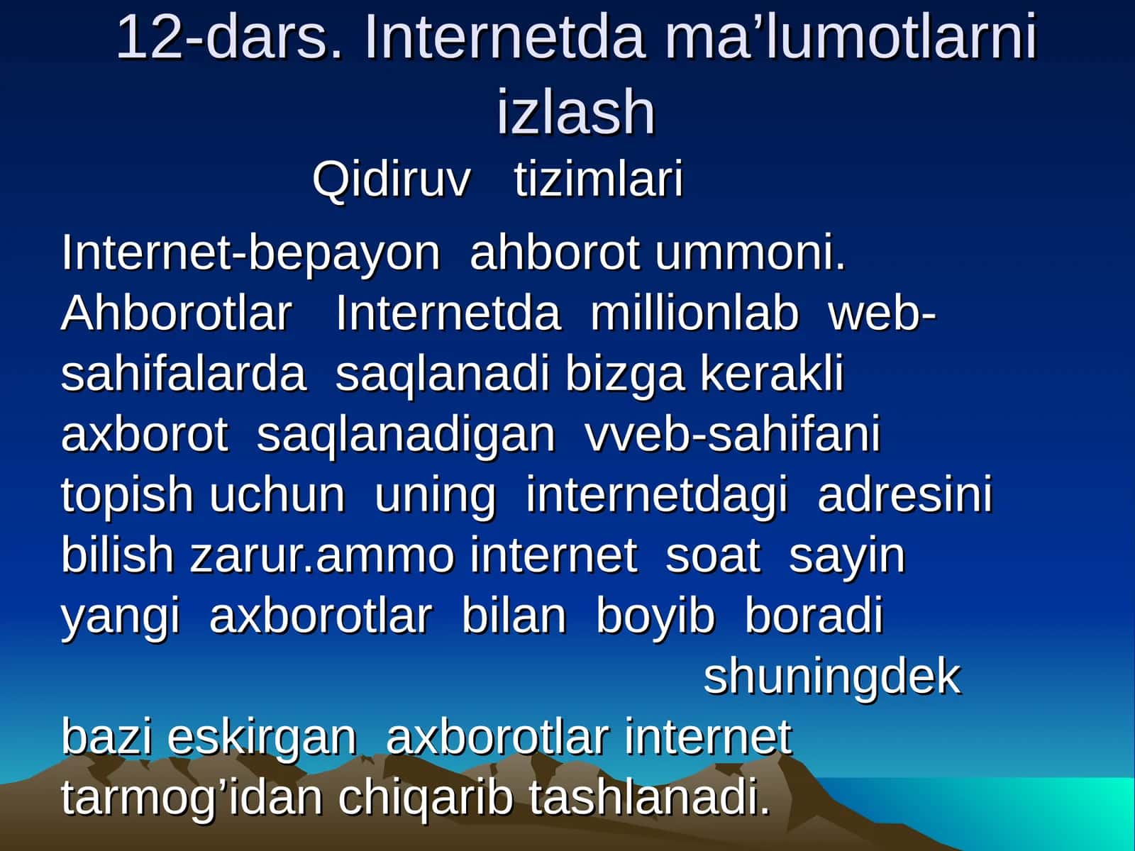 Internetda ma’lumotlarni izlash