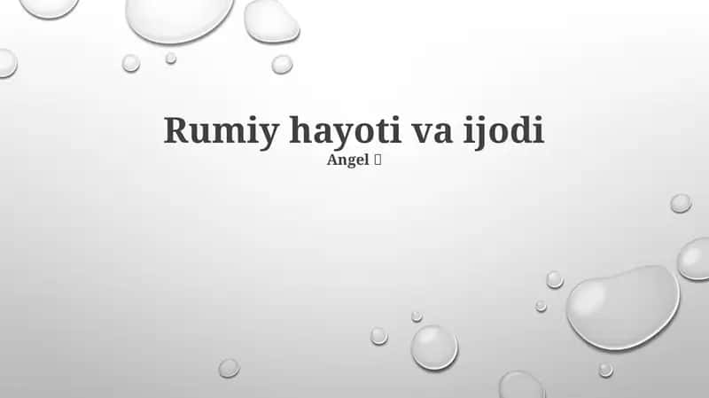 Rumiy hayoti va ijodi