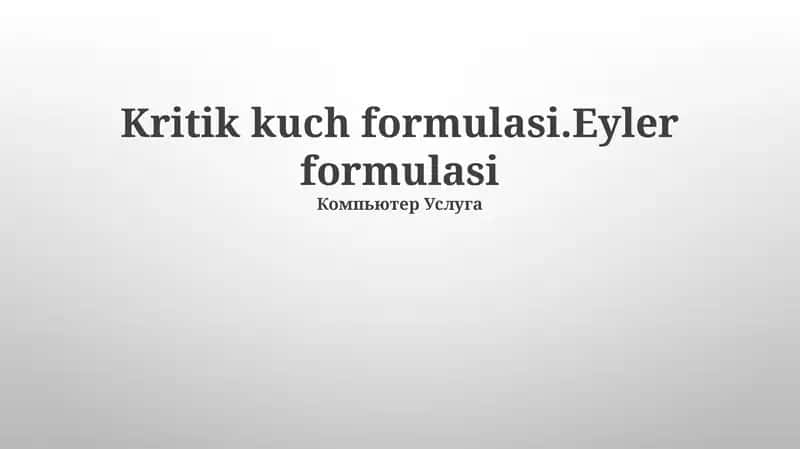 Eyler formulasi
