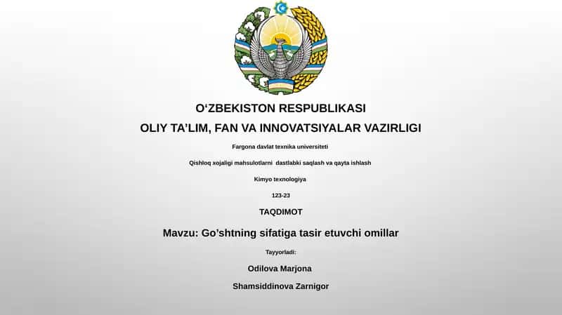 Go’shtning sifatiga tasir etuvchi omillar