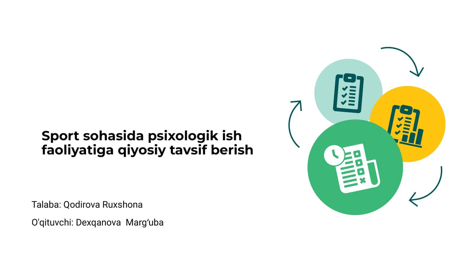 Sport sohasida psixologik ish faoliyatiga qiyosiy tavsif berish