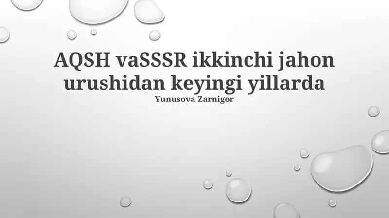 Ikkinchi Jahon Urushidan Keyingi AQSh va SSSRning Geososiyasi