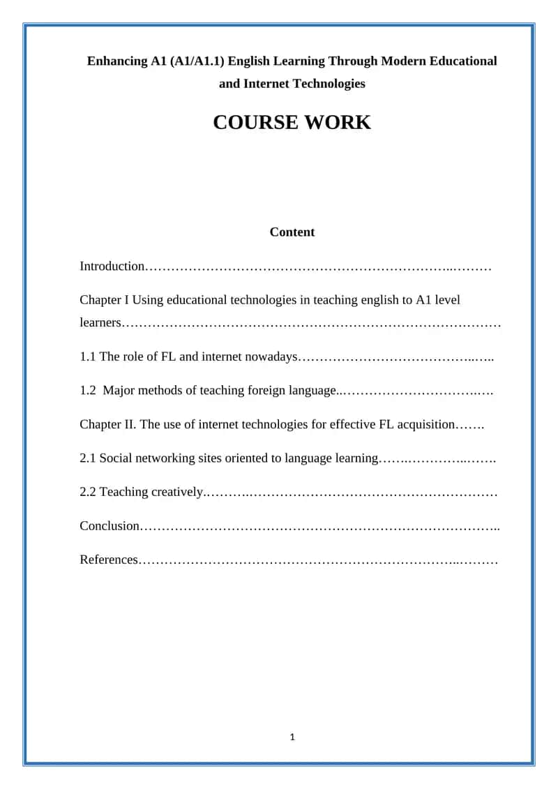 Internet technologies for English Learning