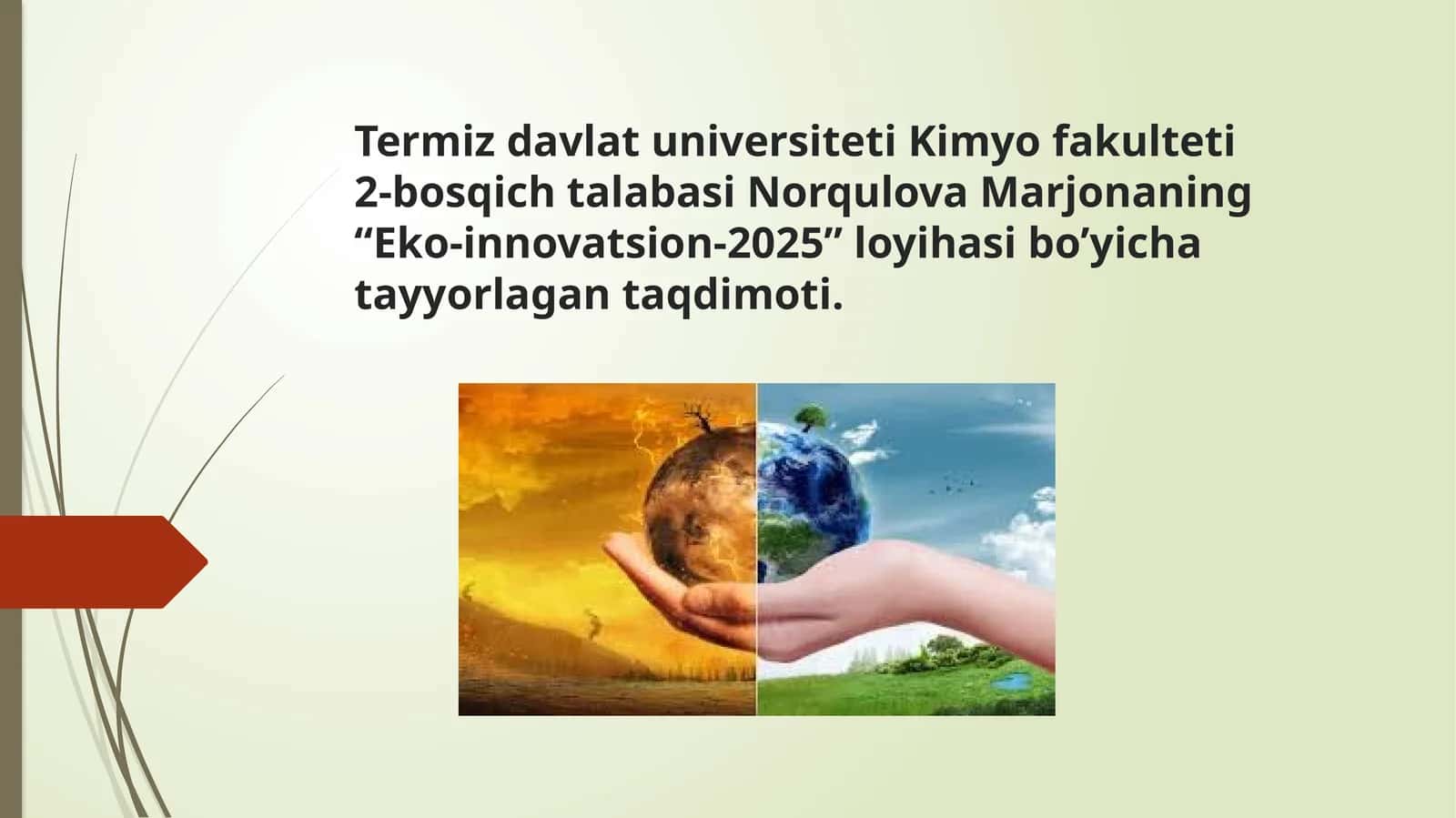 “Eko-innovatsion-2025” loyihasi bo'yicha taqdimoti