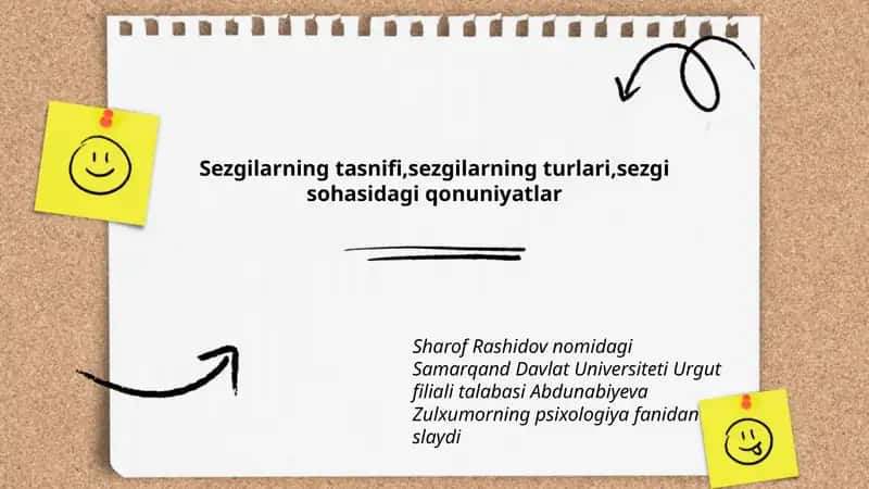 Sezgilarning tasnifi, sezgilarning turlari, sezgi sohasidagi qonuniyatlar