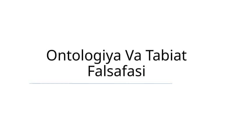 Ontologiya Va Tabiat Falsafasi