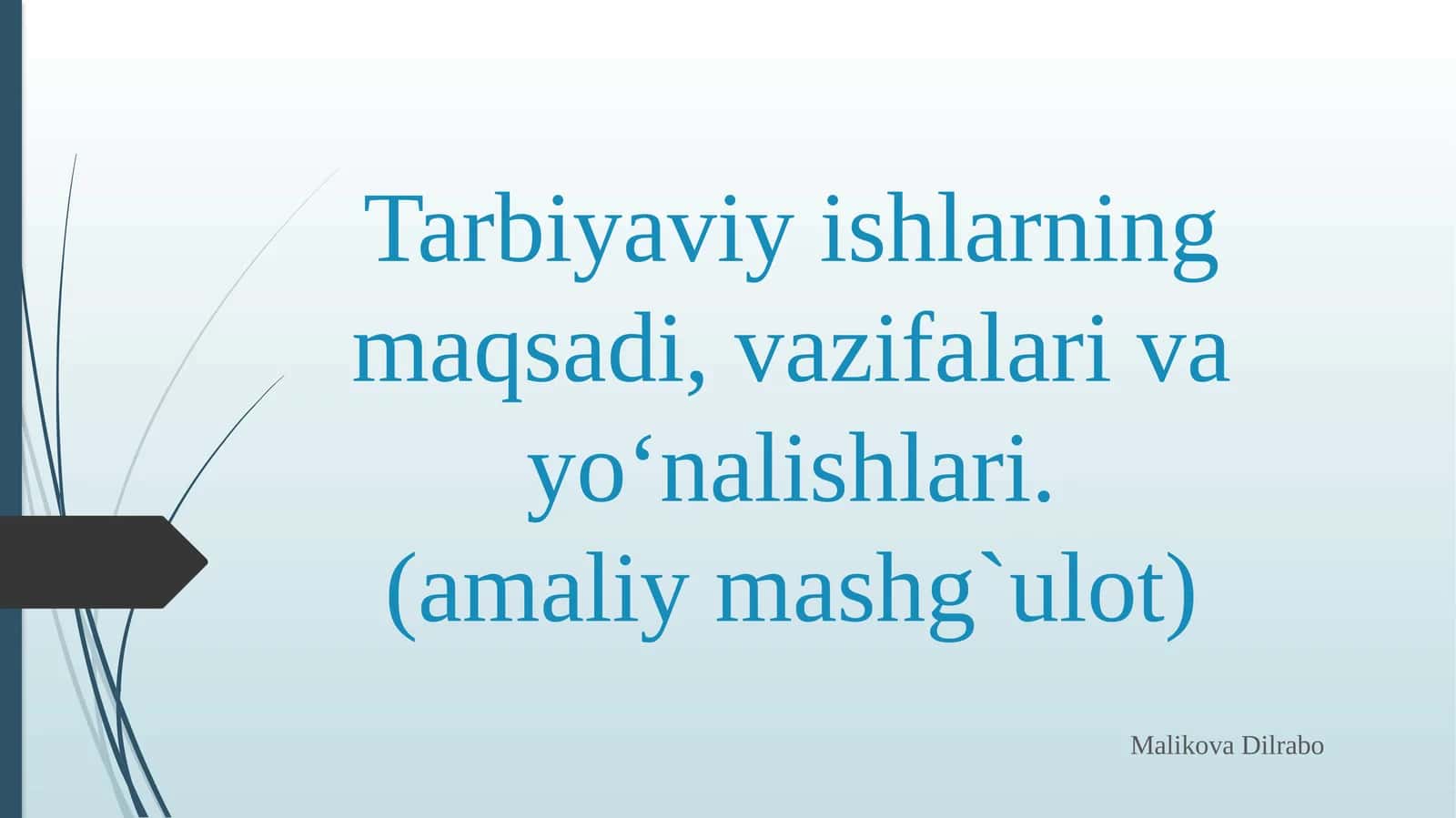 Tarbiyaviy ishlarning maqsadi, vazifalari va yo‘nalishlari.(amaliymashg`ulot)