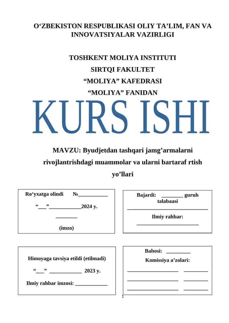 Byudjetdan tashqari jamg’armalarni rivojlantrishdagi muammolar va ularni bartaraf rtish yo’llari