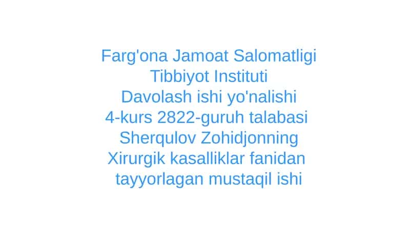 Kavshar kasalligi Davolashishiyo'nalishi