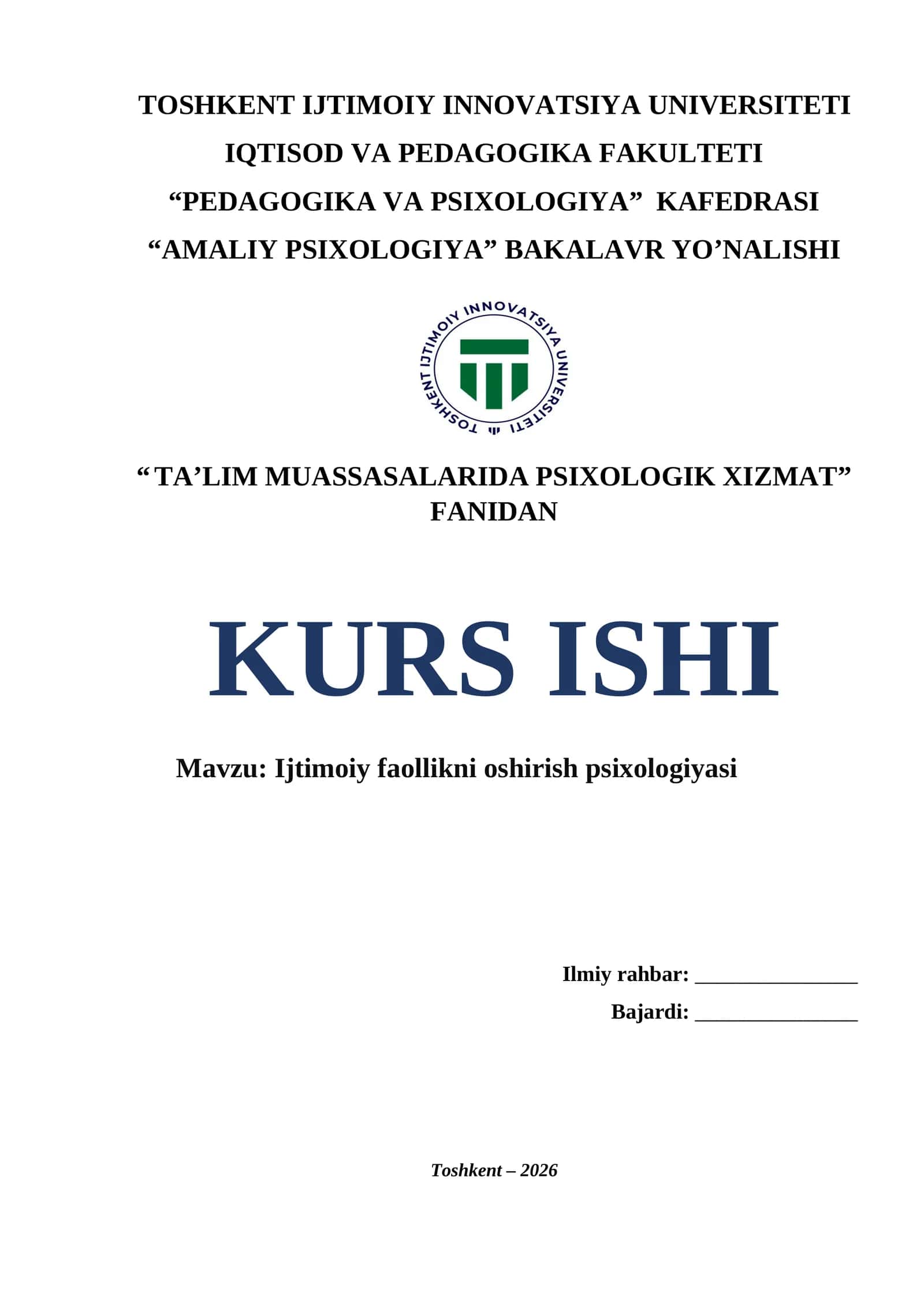 Ijtimoiy faollikni oshirish psixologiyasi.